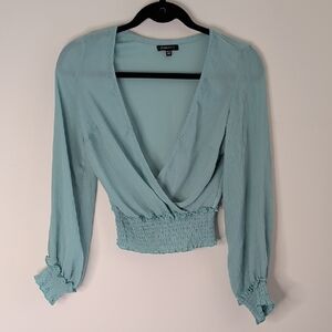 Dynamite cropped blue blouse
